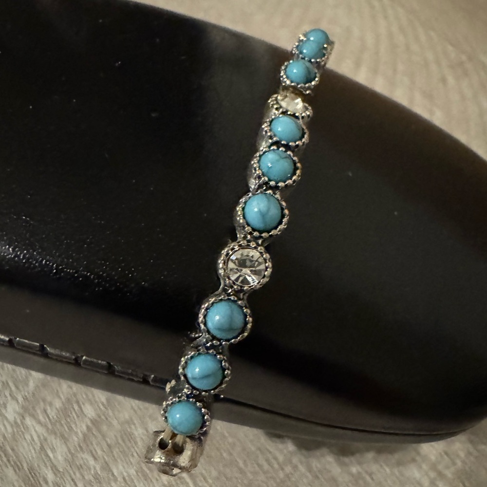 Turquoise Stone Bracelet with Silver Accents